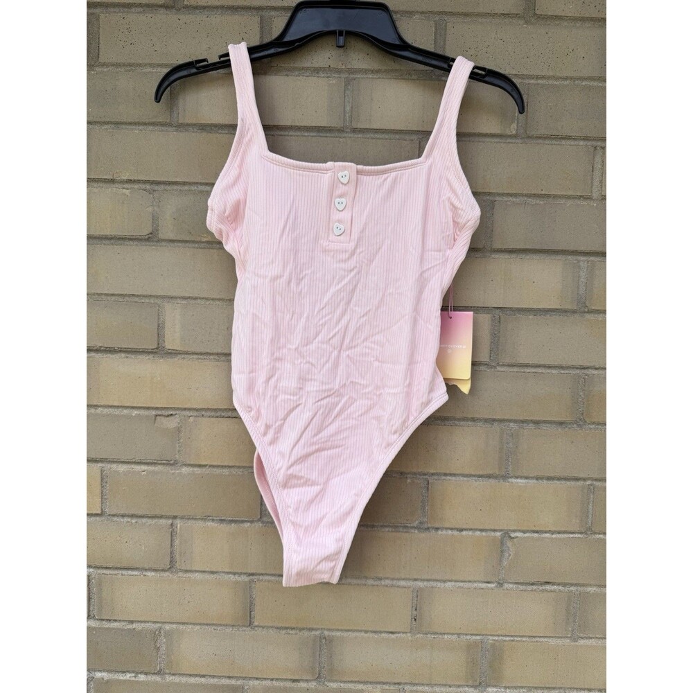 Stoney Clover Ln/Target Women One Piece Ribbed Swimsuit Pink NWT Size Small 4-6